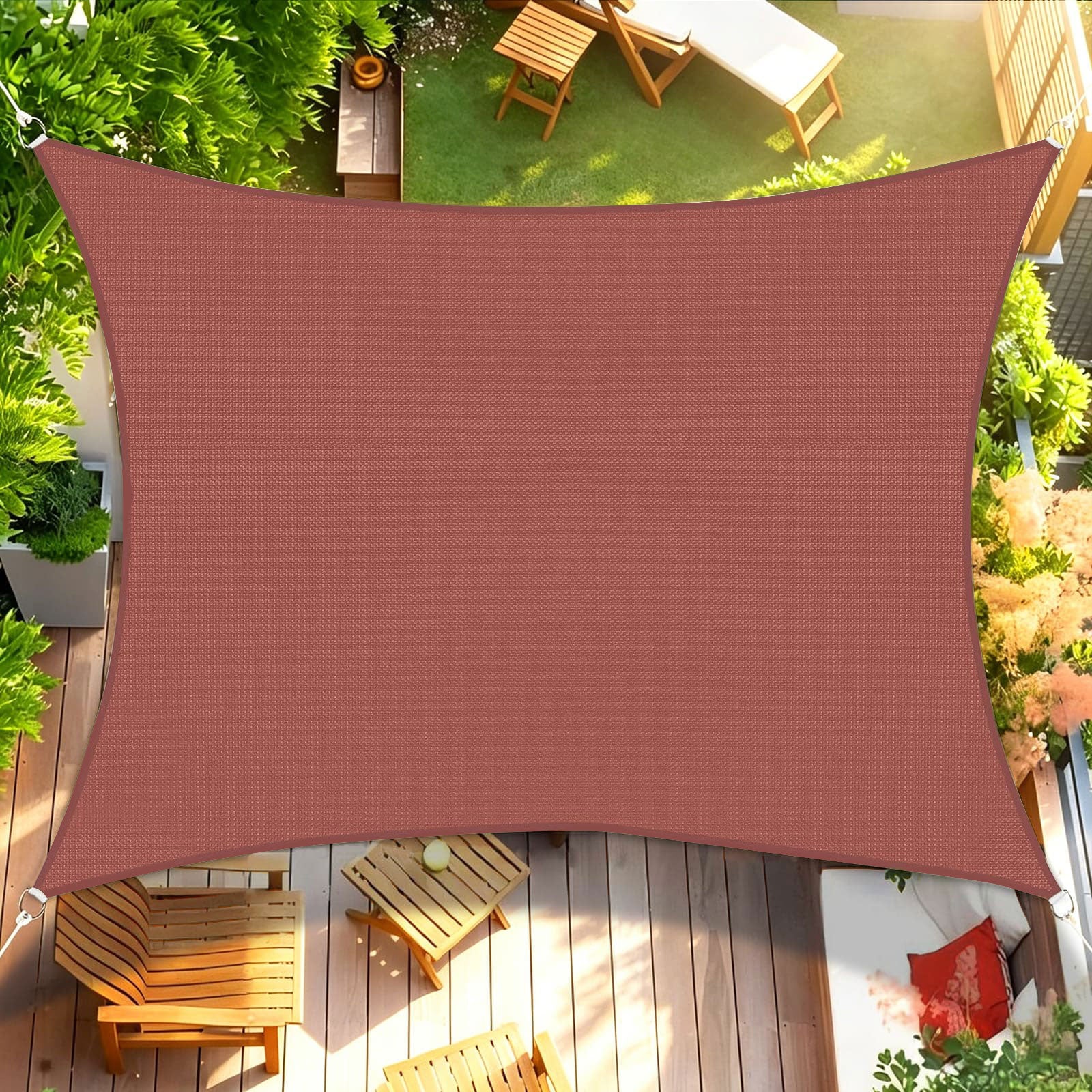 Waterproof Shade Sail, Polyester Sun Shade Sail  | 95% UV Block, Patio Sun Cover, Water Resistant Rain Shelter, Backyard Sunshade Awning Canopy for Outdoor Garden Yard Deck