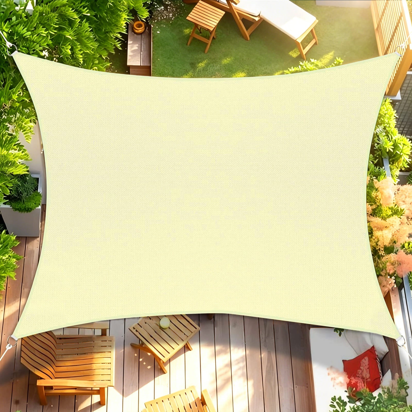Waterproof Shade Sail, Polyester Sun Shade Sail  | 95% UV Block, Patio Sun Cover, Water Resistant Rain Shelter, Backyard Sunshade Awning Canopy for Outdoor Garden Yard Deck