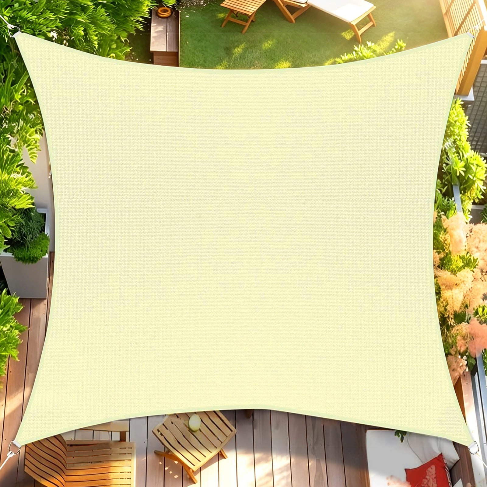 Waterproof Shade Sail, Polyester Sun Shade Sail  | 95% UV Block, Patio Sun Cover, Water Resistant Rain Shelter, Backyard Sunshade Awning Canopy for Outdoor Garden Yard Deck