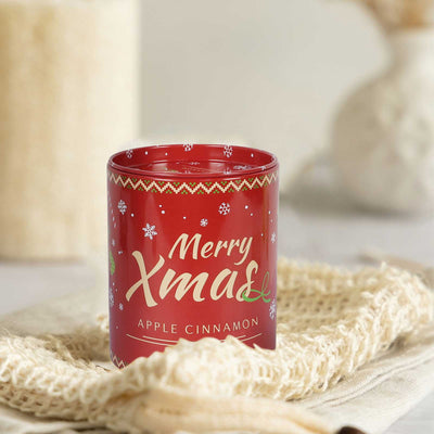 IC ICLOVER Christmas Candles Apple Cinnamon Scented Candles, Aromatherapy Holiday Candles for Home Scented, Natural Soy Wax Christmas Candle Gift for Women Men, Jar Candles 10oz 55 Hour Long Lasting Burn Candles