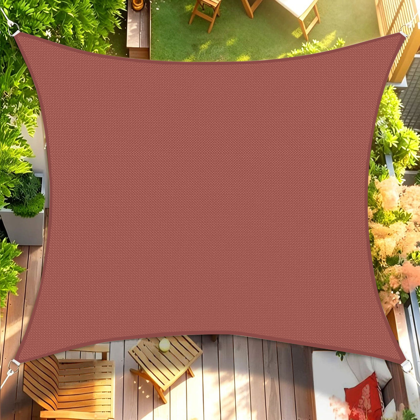 Waterproof Shade Sail, Polyester Sun Shade Sail  | 95% UV Block, Patio Sun Cover, Water Resistant Rain Shelter, Backyard Sunshade Awning Canopy for Outdoor Garden Yard Deck
