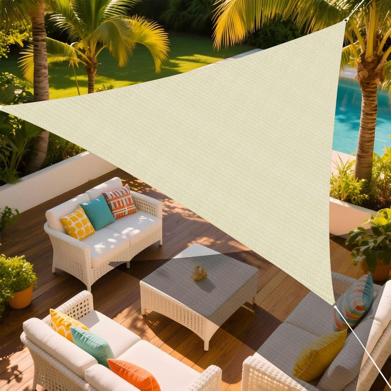 Sun Shade Sail, 95% UV Block Sun Sail Shade Canopy | 185 GSM HDPE Water & Air Permeable Canopy Cloth Shelter Cover, Sunshade Canopy Awning for Patio Garden Backyard Deck Outdoor