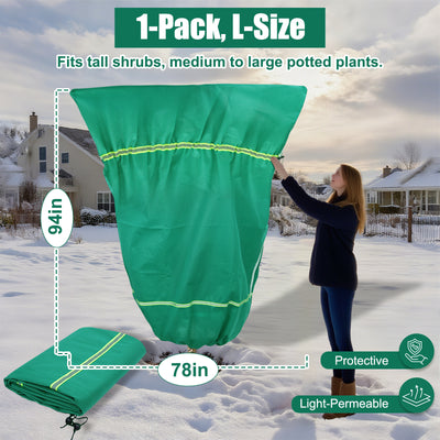 Plant Covers Freeze Protection for Winter, Frost Blankets for Outdoor Plants with Zipper Drawstring, Plant Freeze Protection Tree Cover Bags Cloth for Shrub Bush Fruit Potted