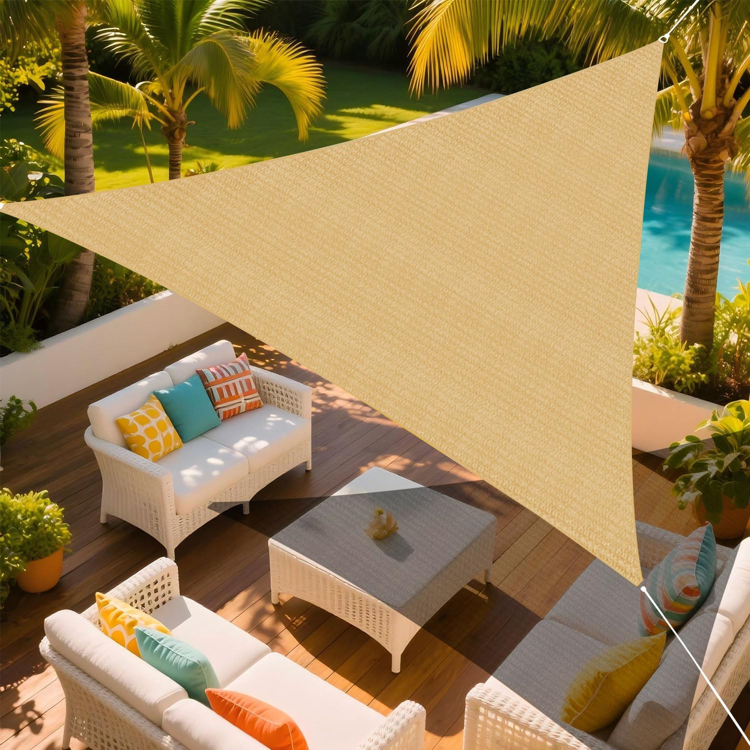 Sun Shade Sail, 95% UV Block Sun Sail Shade Canopy | 185 GSM HDPE Water & Air Permeable Canopy Cloth Shelter Cover, Sunshade Canopy Awning for Patio Garden Backyard Deck Outdoor