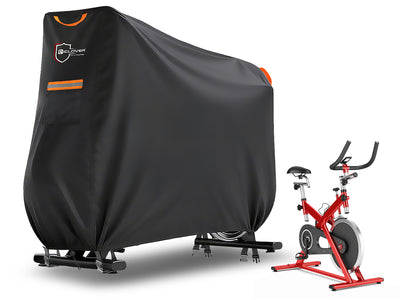 IC ICLOVER Exercise Bike Cover - Upright Bicycle Protective Covers Outdoor 600D Waterproof Dustproof, Stationary Indoor Cycling Bikes Storage with 4 Windproof Buckles for Peloton Yosuda Cursor Fitness
