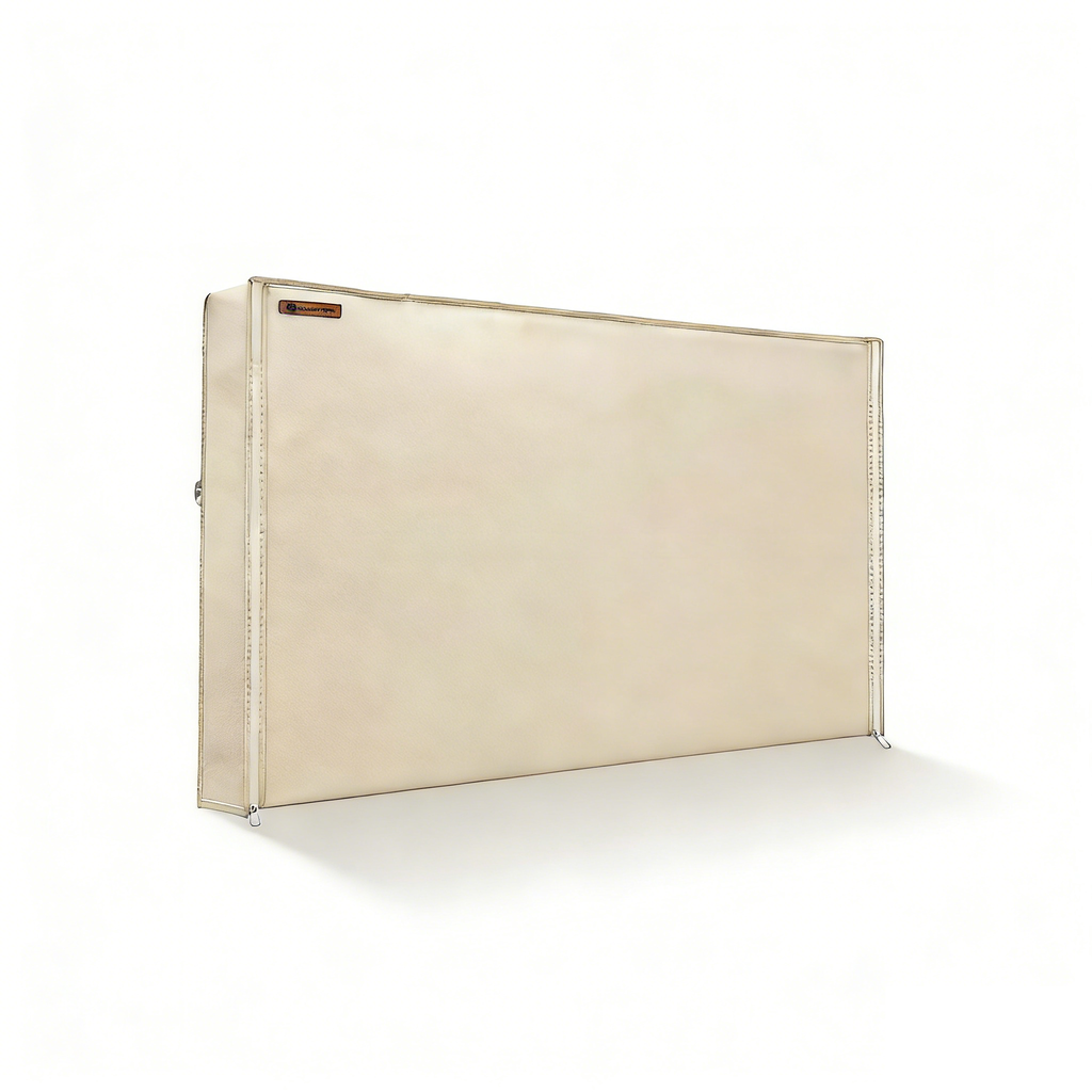 Outdoor TV Cover - Beige Weatherproof TV Screen Protector with Zipper & Remote Control Pocket