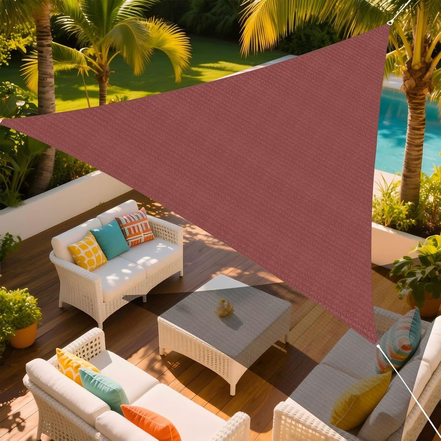 Sun Shade Sail, 95% UV Block Sun Sail Shade Canopy | 185 GSM HDPE Water & Air Permeable Canopy Cloth Shelter Cover, Sunshade Canopy Awning for Patio Garden Backyard Deck Outdoor