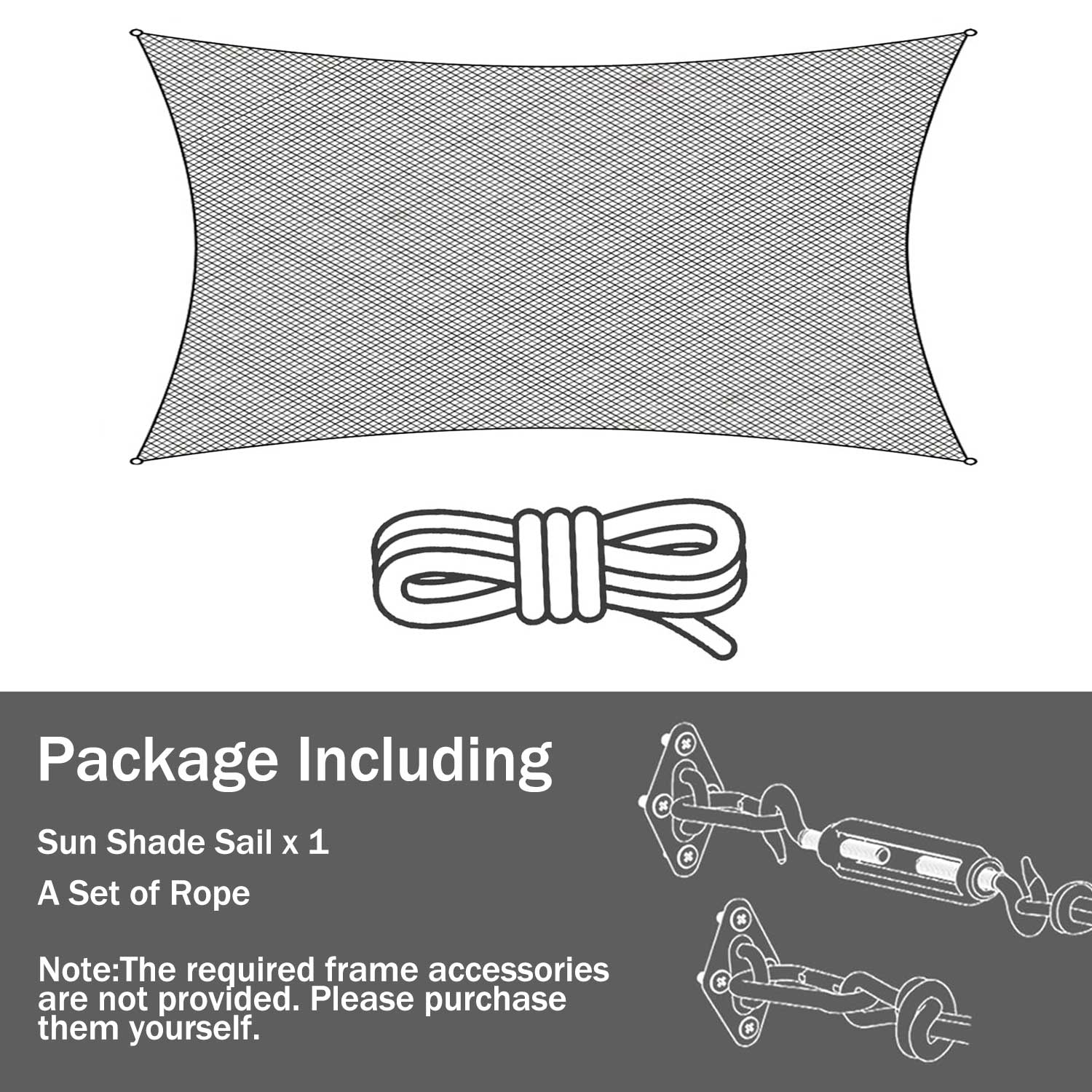 12' x 16' Rectangle Waterproof Sun Shade Sail, Sail Shades Canopy Cloth Shelter Cover, 95% UV Blockage & Water Resistant, Sunshade Awning Canopies Outdoor for Patio Garden Backyard Deck -Brown