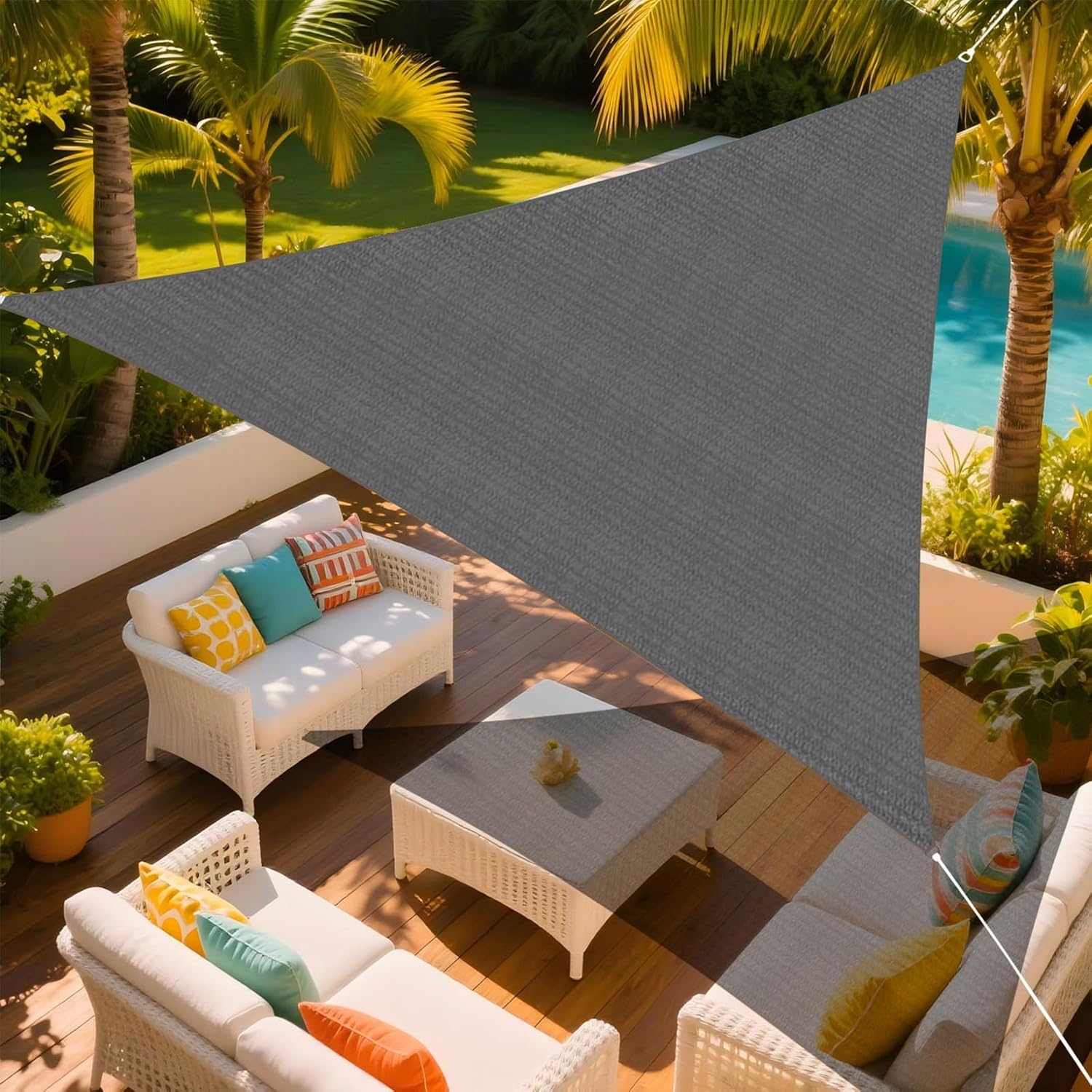 Sun Shade Sail, 95% UV Block Sun Sail Shade Canopy | 185 GSM HDPE Water & Air Permeable Canopy Cloth Shelter Cover, Sunshade Canopy Awning for Patio Garden Backyard Deck Outdoor