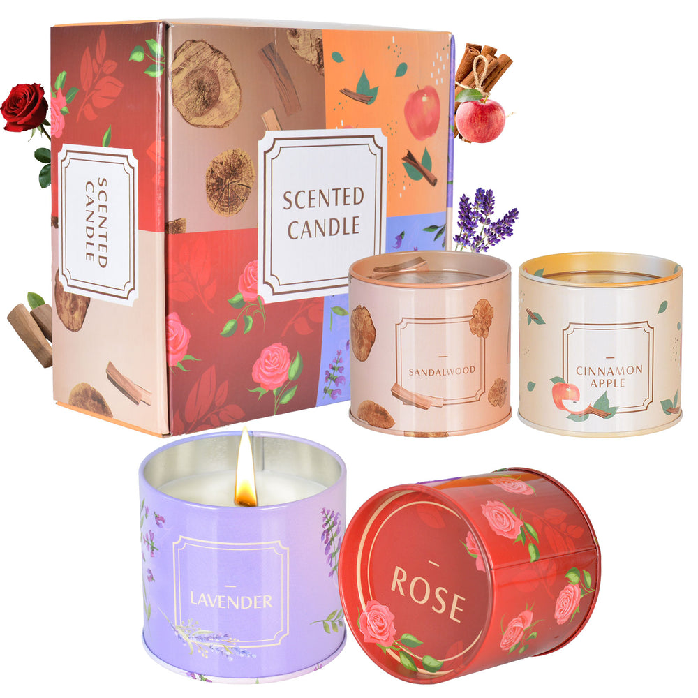 IC ICLOVER 4 Pack Scented Candles, Aromatherapy Candles for Home Scented, Natural Soy Wax Candle Set 7oz 50 Hour Long Lasting Candles, Jar Candles Gifts for Women Men Birthday Thanksgiving Christmas Valentine