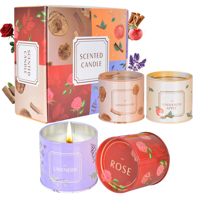 IC ICLOVER 4 Pack Scented Candles, Aromatherapy Candles for Home Scented, Natural Soy Wax Candle Set 7oz 50 Hour Long Lasting Candles, Jar Candles Gifts for Women Men Birthday Thanksgiving Christmas Valentine