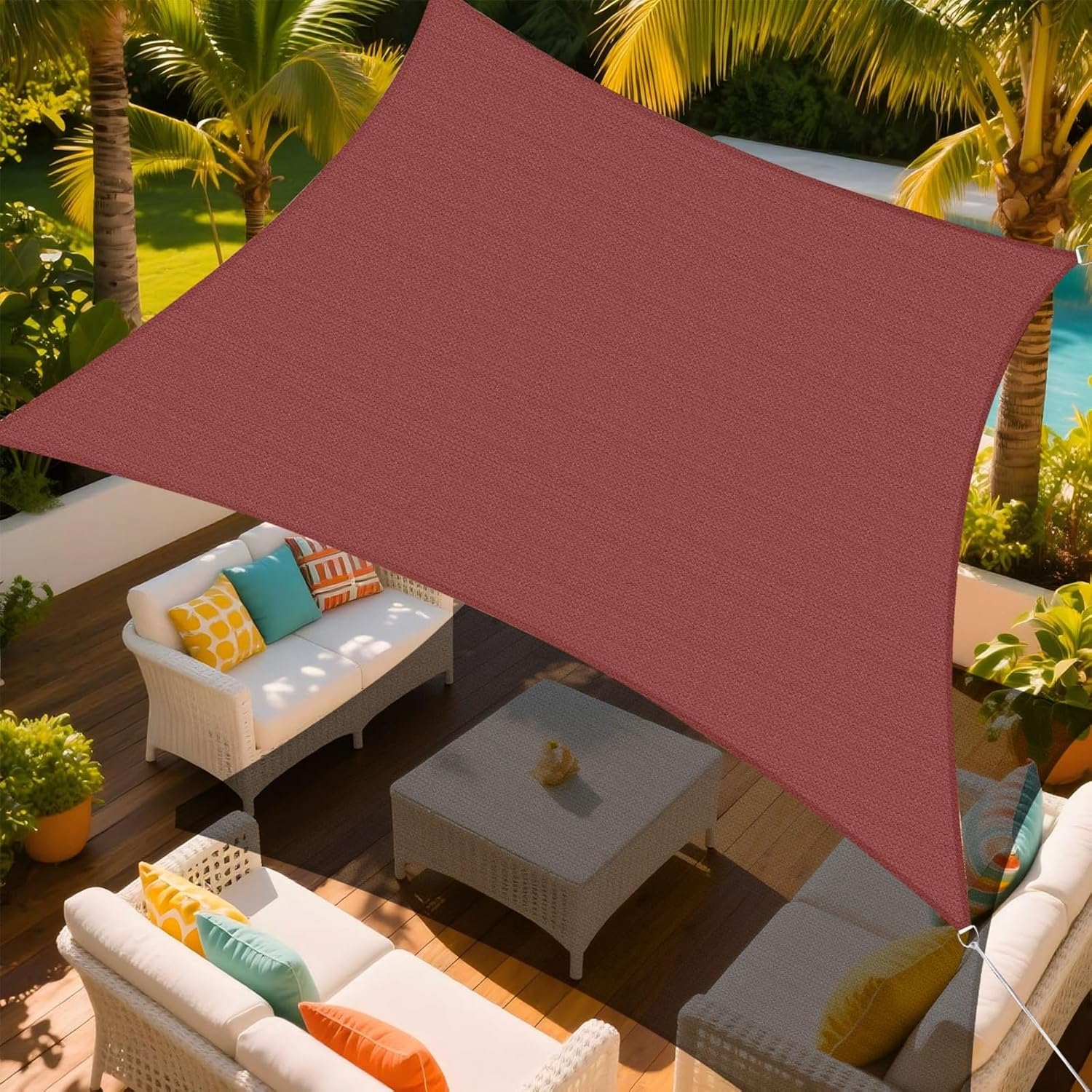 Sun Shade Sail, 95% UV Block Sun Sail Shade Canopy | 185 GSM HDPE Water & Air Permeable Canopy Cloth Shelter Cover, Sunshade Canopy Awning for Patio Garden Backyard Deck Outdoor