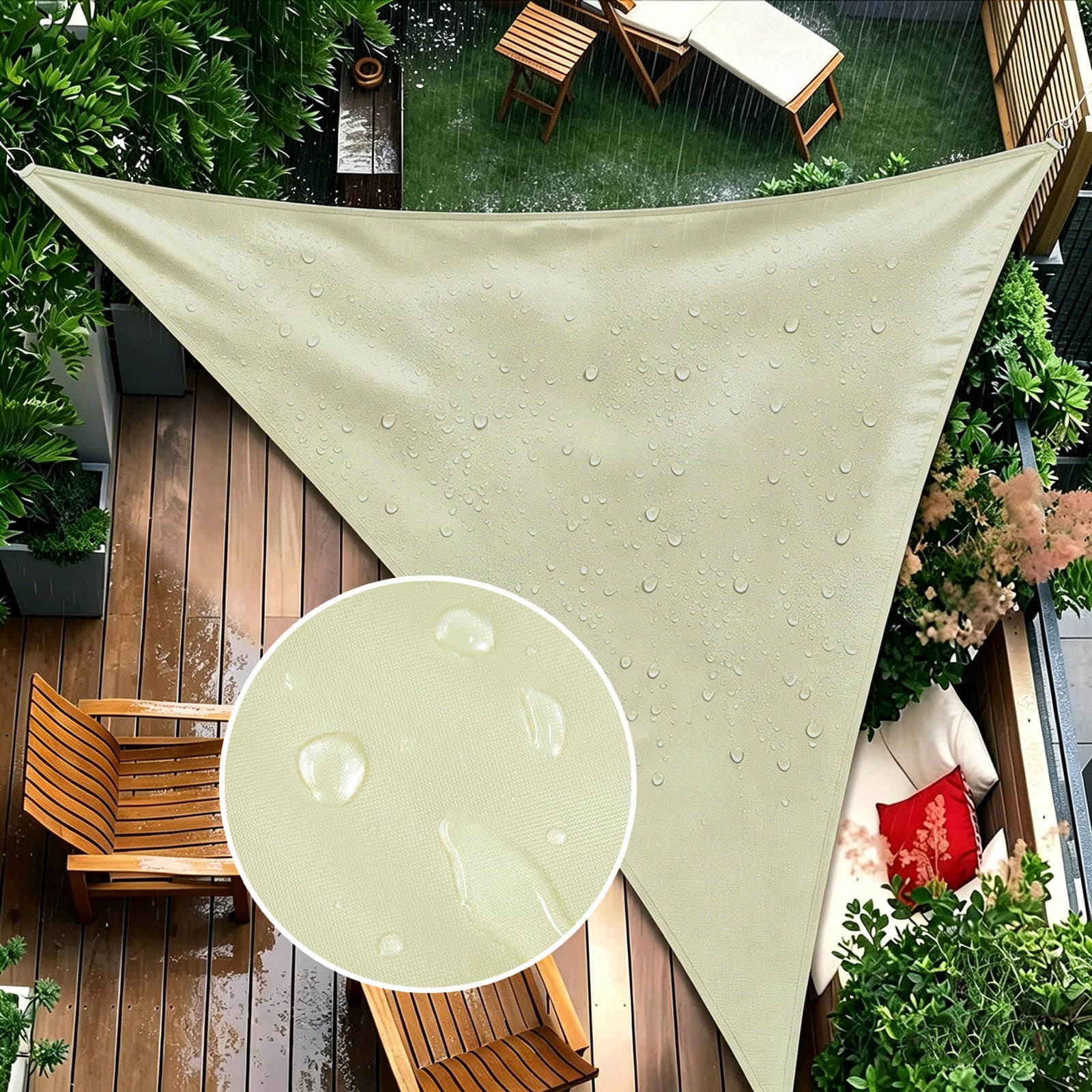 Waterproof Shade Sail, Polyester Sun Shade Sail  | 95% UV Block, Patio Sun Cover, Water Resistant Rain Shelter, Backyard Sunshade Awning Canopy for Outdoor Garden Yard Deck