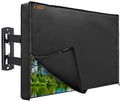 Outdoor TV Cover - Black Weatherproof TV Screen Protector with Zipper & Remote Control Pocket
