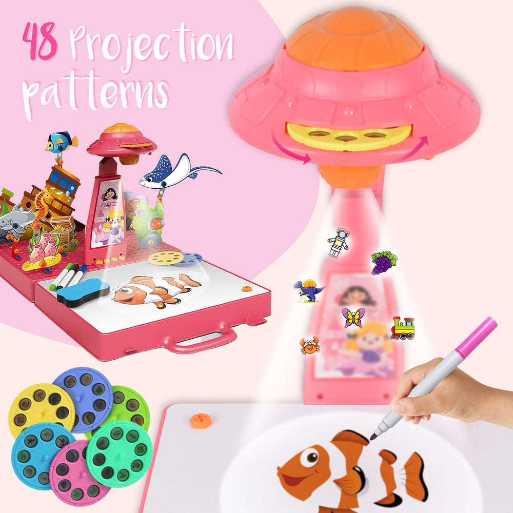 IC ICLOVER Drawing Projector for Kids, Art Sketcher Projector with 48 Patterns & Graffiti Boards & Pen, Drawing and Tracing Smart Projector Toys, Children Learn to Sketch and Draw, Birthdays Christmas Boys Girls Gifts