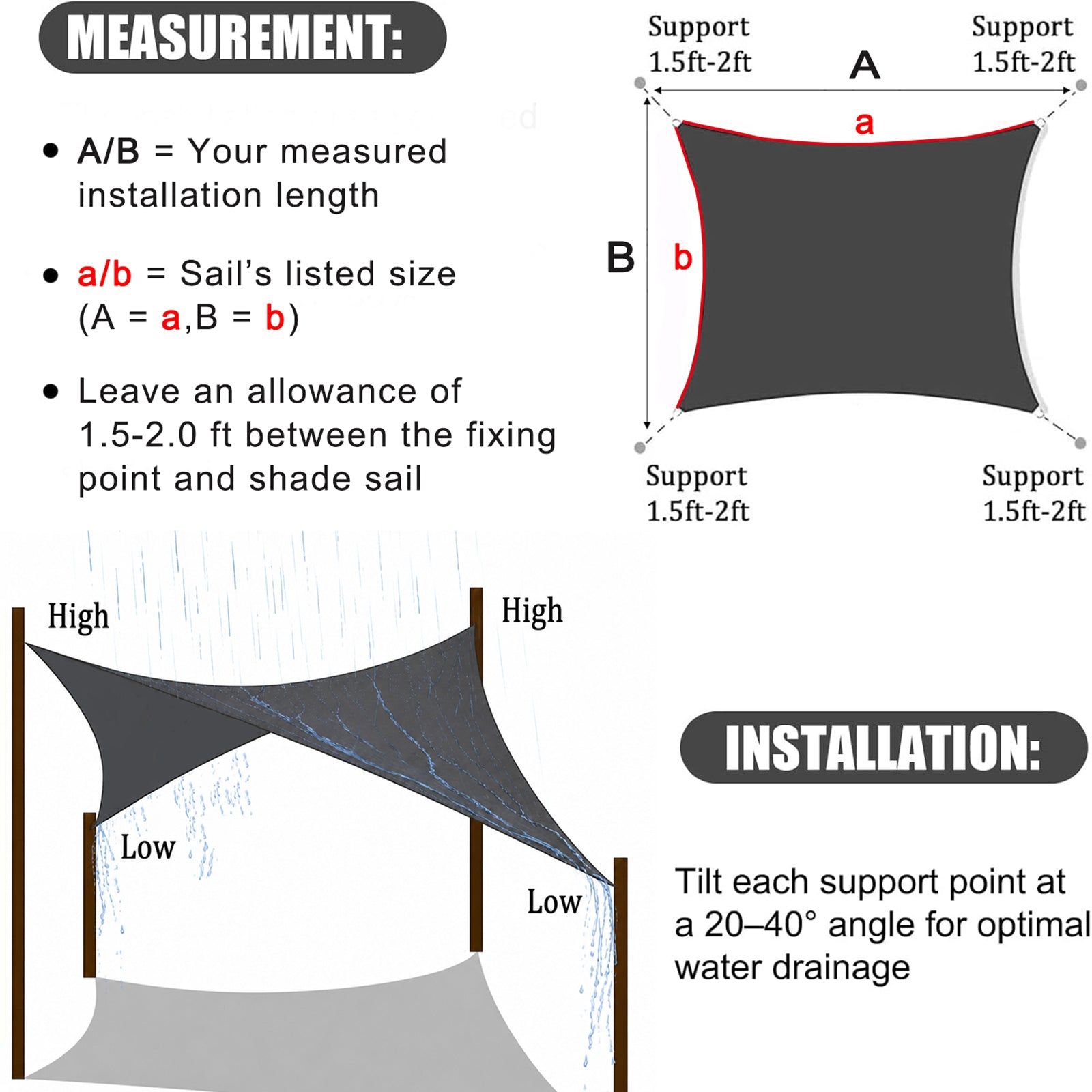Waterproof Shade Sail, Polyester Sun Shade Sail  | 95% UV Block, Patio Sun Cover, Water Resistant Rain Shelter, Backyard Sunshade Awning Canopy for Outdoor Garden Yard Deck