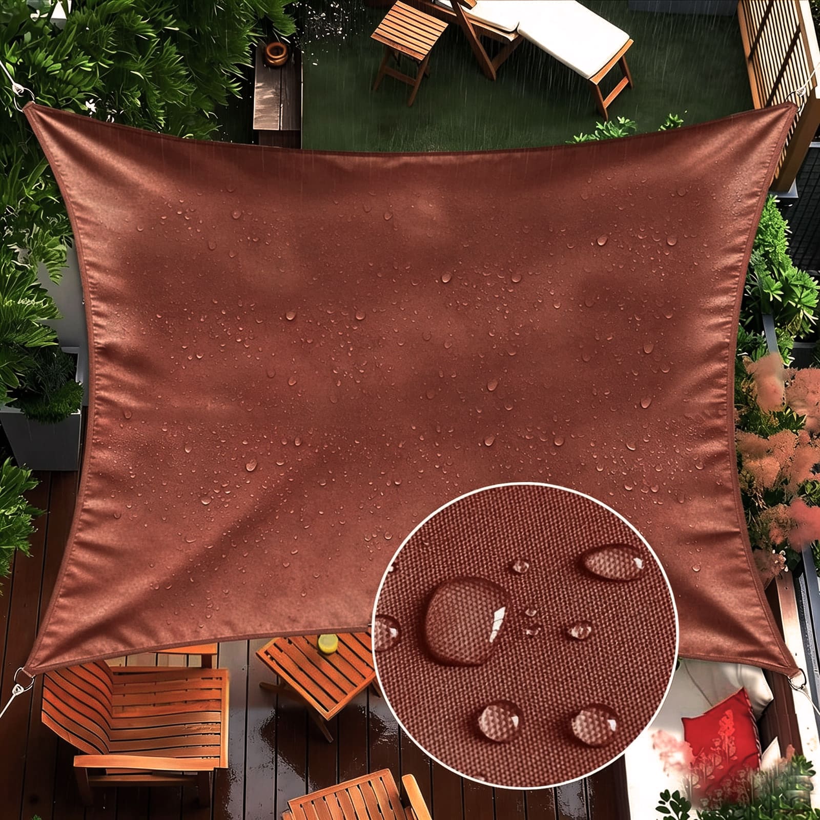 Waterproof Shade Sail, Polyester Sun Shade Sail  | 95% UV Block, Patio Sun Cover, Water Resistant Rain Shelter, Backyard Sunshade Awning Canopy for Outdoor Garden Yard Deck