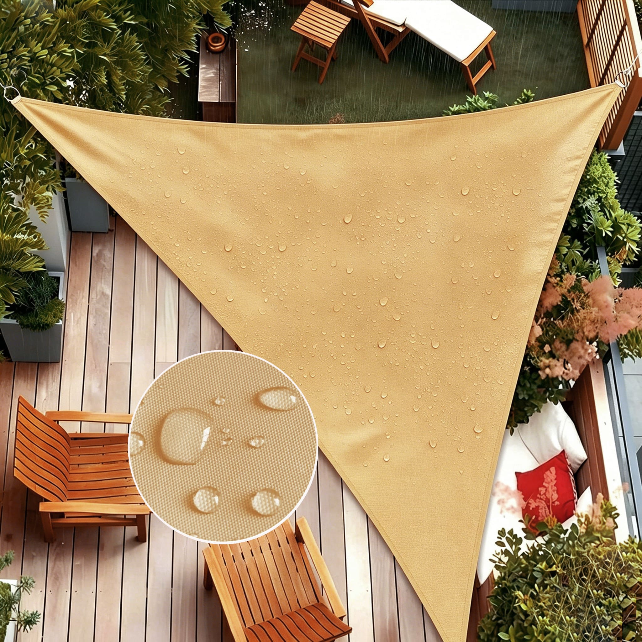 Waterproof Shade Sail, Polyester Sun Shade Sail  | 95% UV Block, Patio Sun Cover, Water Resistant Rain Shelter, Backyard Sunshade Awning Canopy for Outdoor Garden Yard Deck