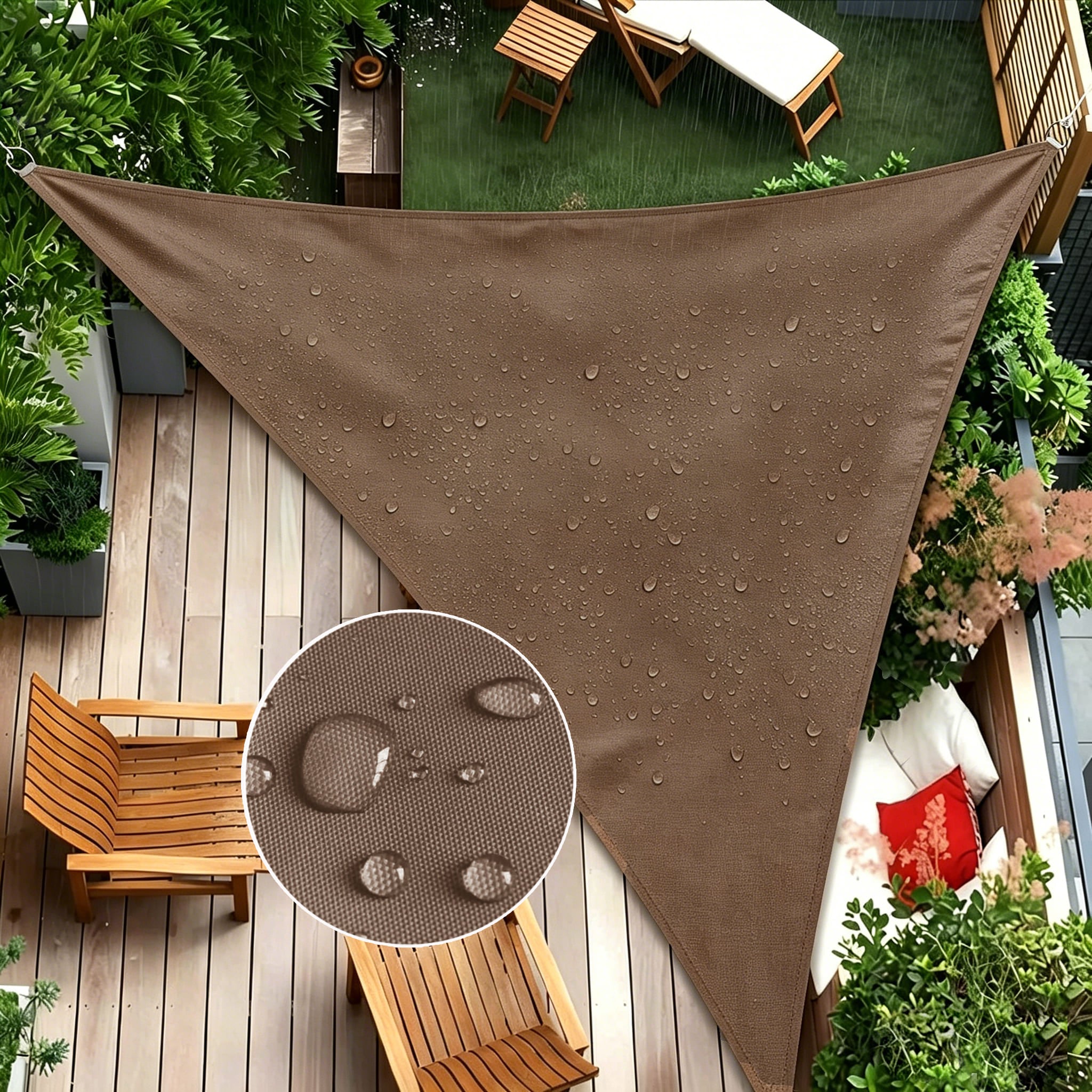 Waterproof Shade Sail, Polyester Sun Shade Sail  | 95% UV Block, Patio Sun Cover, Water Resistant Rain Shelter, Backyard Sunshade Awning Canopy for Outdoor Garden Yard Deck
