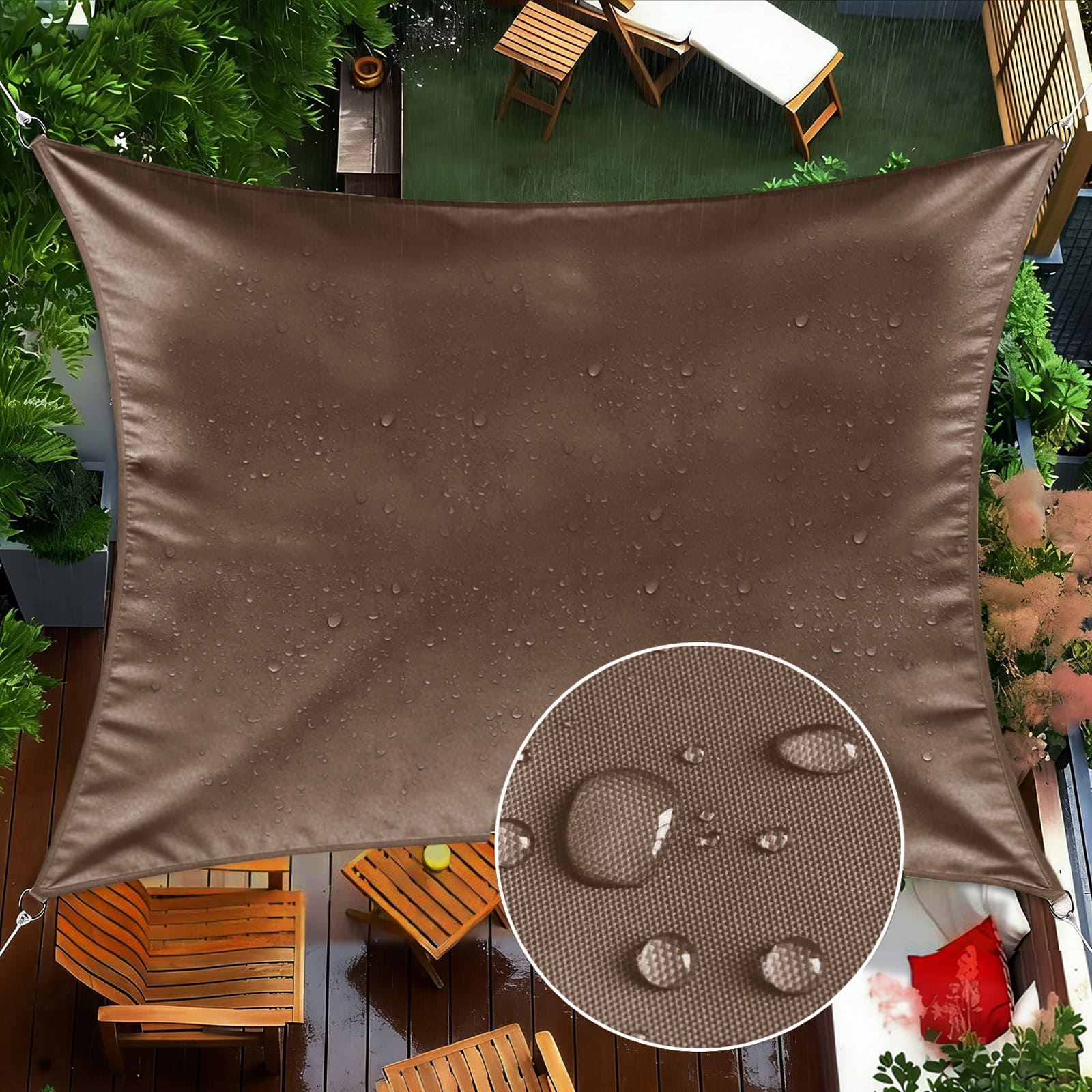 Waterproof Shade Sail, Polyester Sun Shade Sail  | 95% UV Block, Patio Sun Cover, Water Resistant Rain Shelter, Backyard Sunshade Awning Canopy for Outdoor Garden Yard Deck