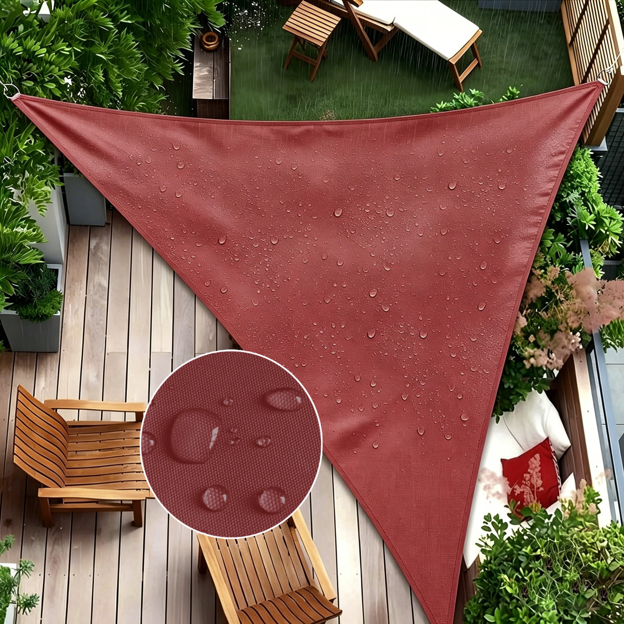 Waterproof Shade Sail, Polyester Sun Shade Sail  | 95% UV Block, Patio Sun Cover, Water Resistant Rain Shelter, Backyard Sunshade Awning Canopy for Outdoor Garden Yard Deck