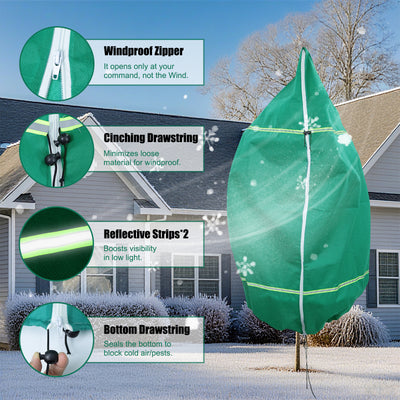Plant Covers Freeze Protection for Winter, Frost Blankets for Outdoor Plants with Zipper Drawstring, Plant Freeze Protection Tree Cover Bags Cloth for Shrub Bush Fruit Potted