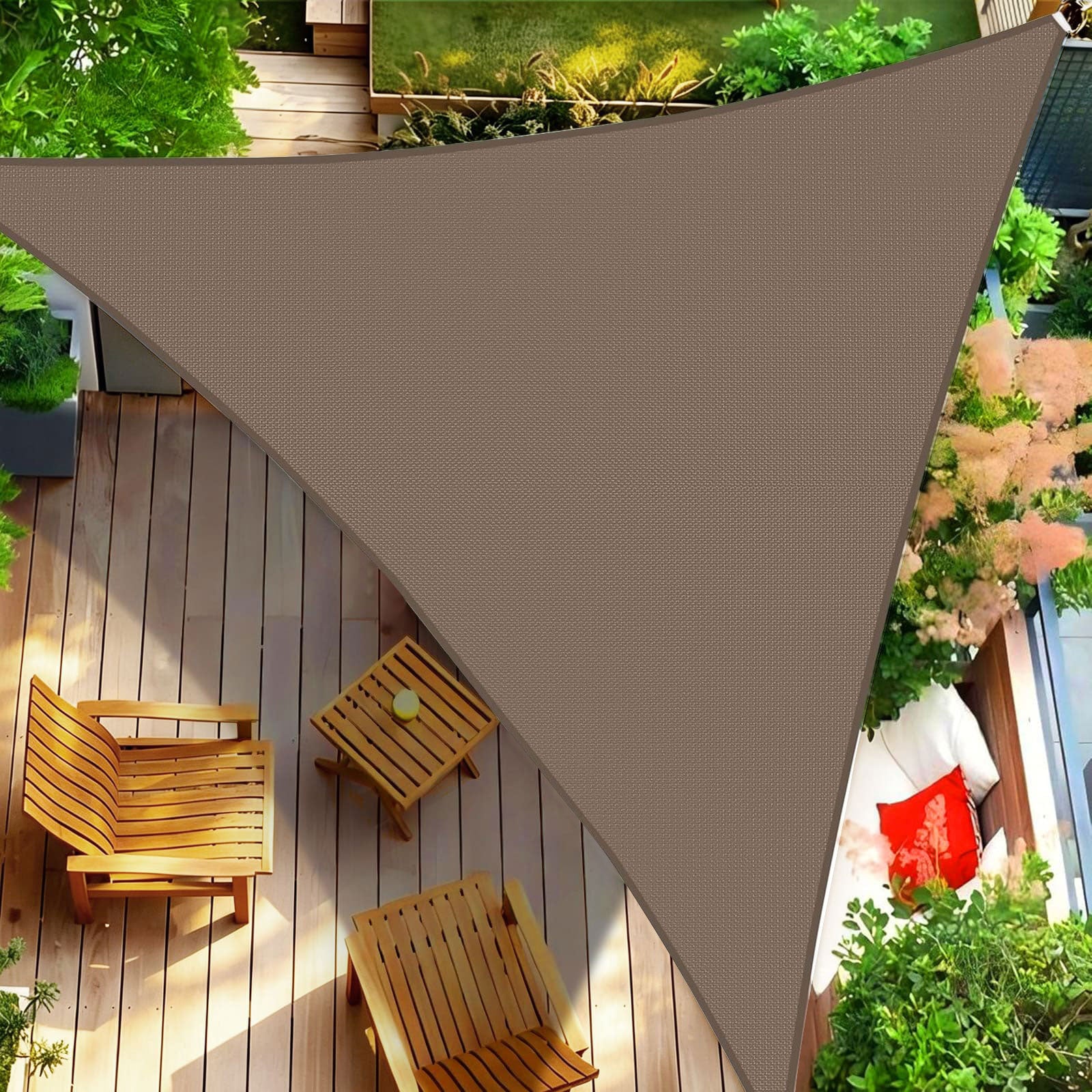 Waterproof Shade Sail, Polyester Sun Shade Sail  | 95% UV Block, Patio Sun Cover, Water Resistant Rain Shelter, Backyard Sunshade Awning Canopy for Outdoor Garden Yard Deck