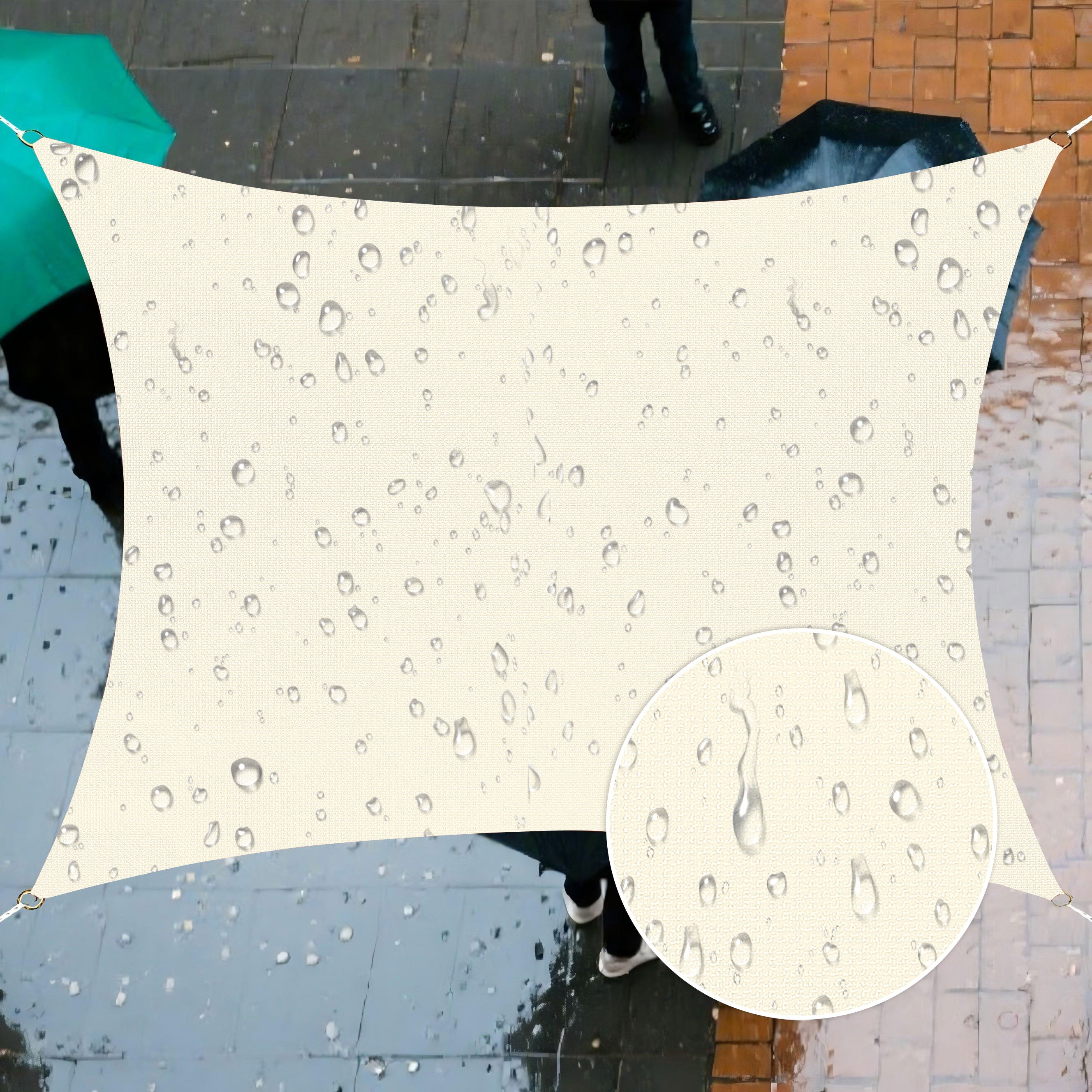 12' x 16' Rectangle Waterproof Sun Shade Sail, Sail Shades Canopy Cloth Shelter Cover, 95% UV Blockage & Water Resistant, Sunshade Awning Canopies Outdoor for Patio Garden Backyard Deck -Cream