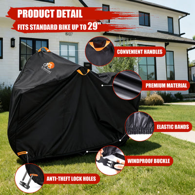 IC ICLOVER Bike Cover Waterproof Outdoor, 1 Bikes Storage Bicycle Covers for Outside, Bike Tarp with Lock Holes Against Rain Sun UV Dust Wind for Mountain Road City Ebike Hybrid Electric Bikes E-Bike