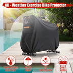 IC ICLOVER Exercise Bike Cover - Upright Bicycle Protective Covers Outdoor 600D Waterproof Dustproof, Stationary Indoor Cycling Bikes Storage with 4 Windproof Buckles for Peloton Yosuda Cursor Fitness