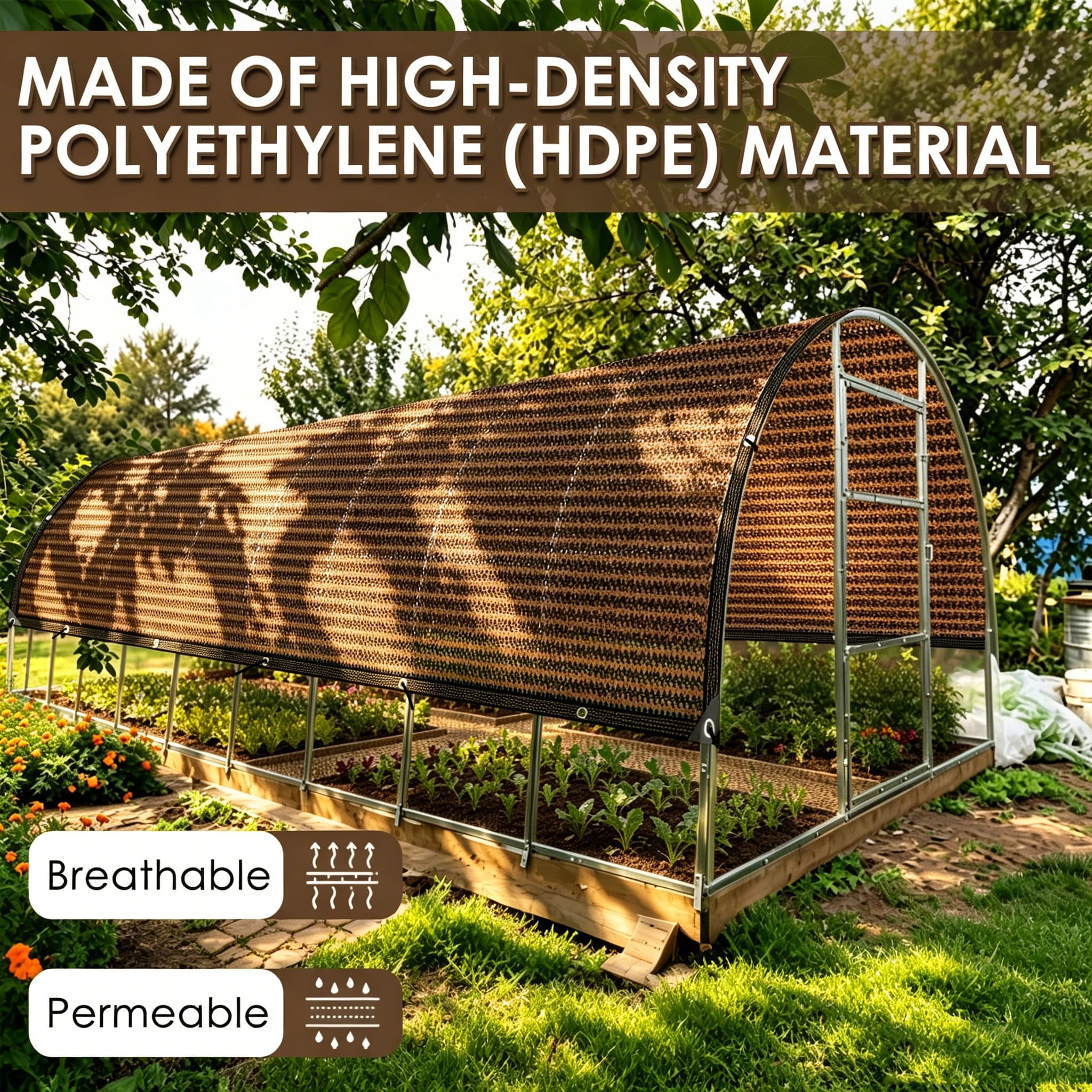 Shade Cloth for Garden - 90% UV Resistant, Breathable Mesh Tarps | UV Resistant Sun Shade Net, with Reinforced Gromments, Outdoor Sunshades for Patio, Greenhouse, Chicken Coop, Pergola, Canopy