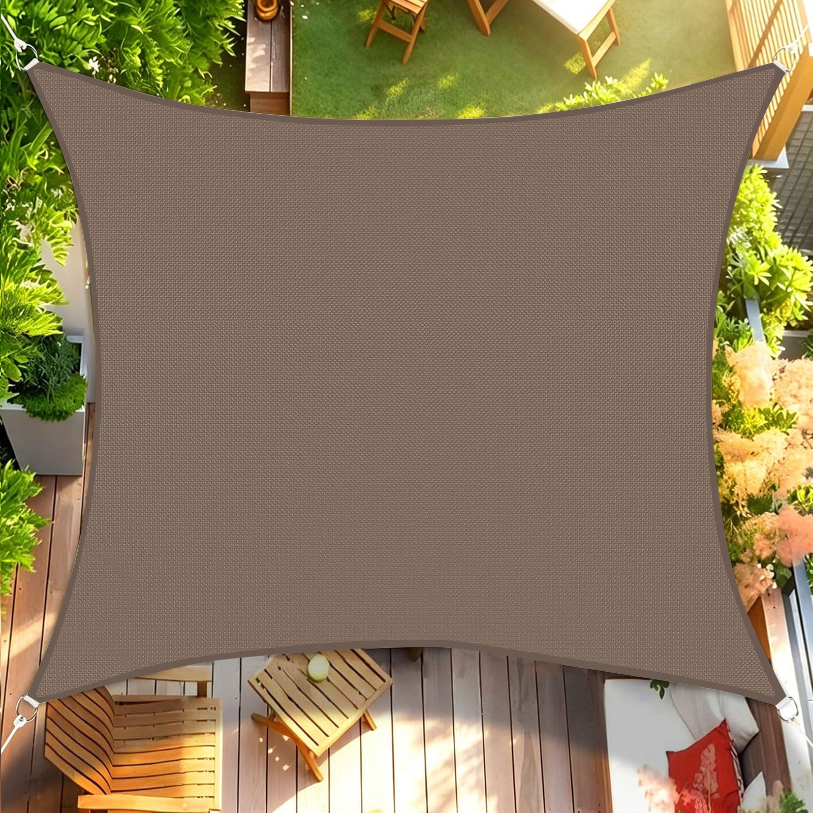Waterproof Shade Sail, Polyester Sun Shade Sail  | 95% UV Block, Patio Sun Cover, Water Resistant Rain Shelter, Backyard Sunshade Awning Canopy for Outdoor Garden Yard Deck