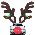 IC ICLOVER Reindeer Antlers for Cars with LED Lights, Car Reindeer Antlers & Red Nose, Christmas Glowing LED Reindeer Car Costume Kit, Car Christmas Decorations Xmas Gifts for Car SUV MPV Van Truck