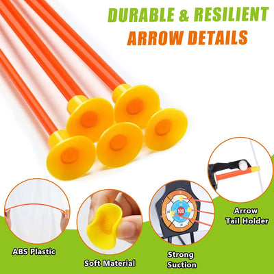 2 Pack Kids Bow And Arrow Set, with LED Light Up Archery, 20 Suction Cup Arrows, 2 Quiver, 1 Standing Target, 2 Soft Dart Guns&50 Soft Darts, Indoor Outdoor Birthday Gifts Toys for Boy Girl Ages 4-12