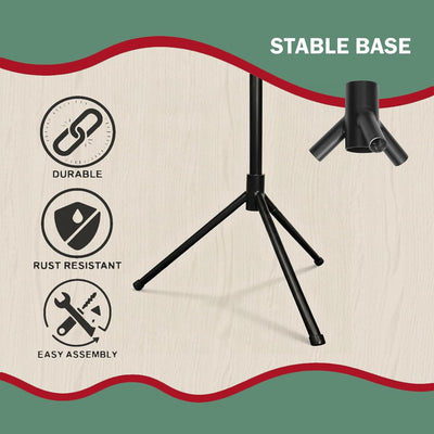 Christmas Stocking Holder Stand with 8 Hooks, Tree-Shaped Freestanding Stocking Holder Stand for Floor, Durable Metal Christmas Stockings Hangers Rack with Reindeer Decoration for Fireplace,Home Room