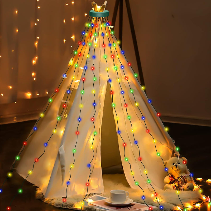 String Light for Kids Play Tent Decor, Tree Shape Light with Ring, 6.5FT Drop Line 200 LED, 22 Modes Color Changing LED Lights with APP & Remote Control & Timing, Party Holiday Garden Yard Tree Decoration