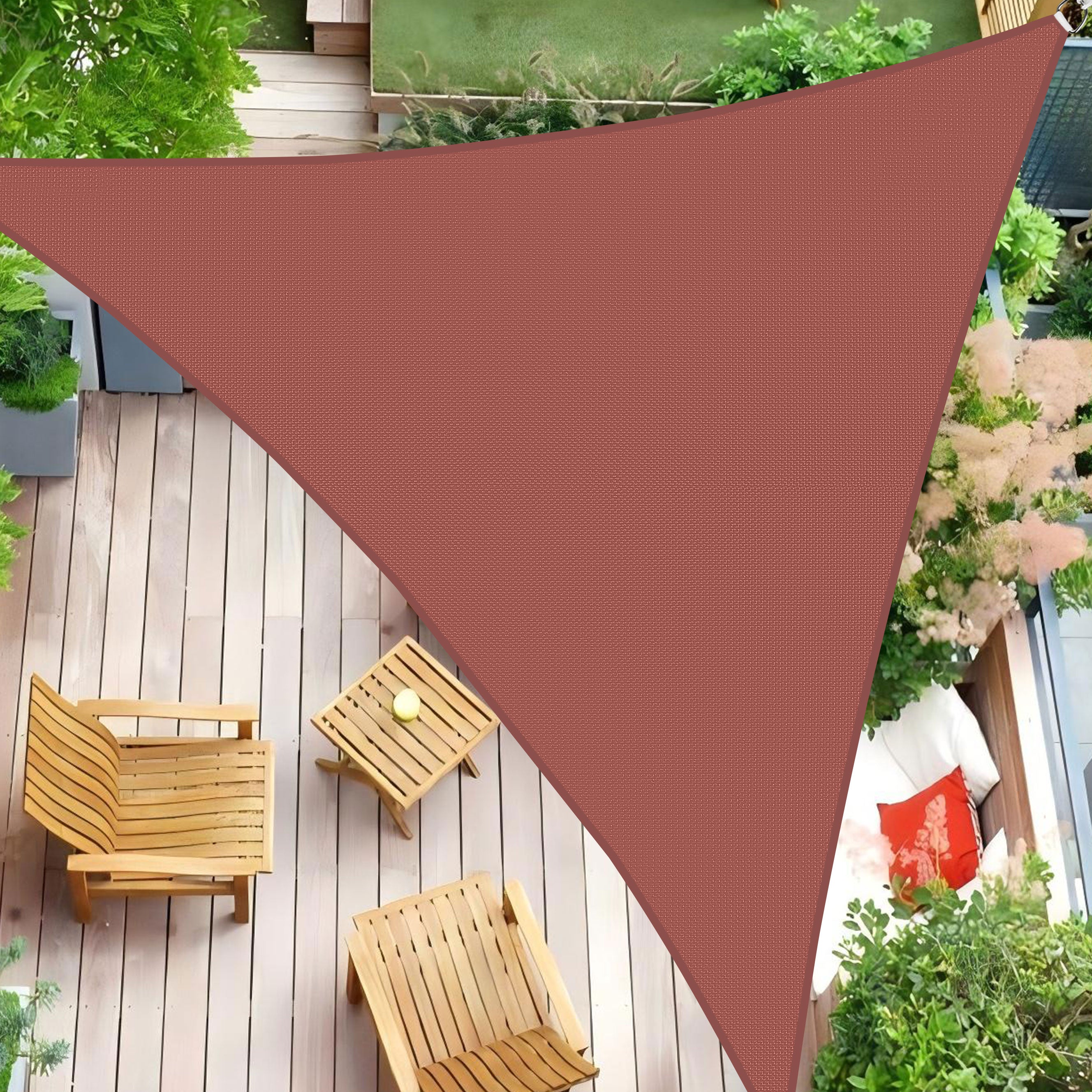 12' x 12' x 12' Triangle Waterproof Sun Shade Sail, Sail Shades Canopy Cloth Shelter Cover, 95% UV Blockage & Water Resistant, Sunshade Awning Canopies Outdoor for Patio Garden Backyard Deck -Rust Red