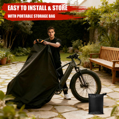 IC ICLOVER Bike Cover Waterproof Outdoor, 1 Bikes Storage Bicycle Covers for Outside, Bike Tarp with Lock Holes Against Rain Sun UV Dust Wind for Mountain Road City Ebike Hybrid Electric Bikes E-Bike