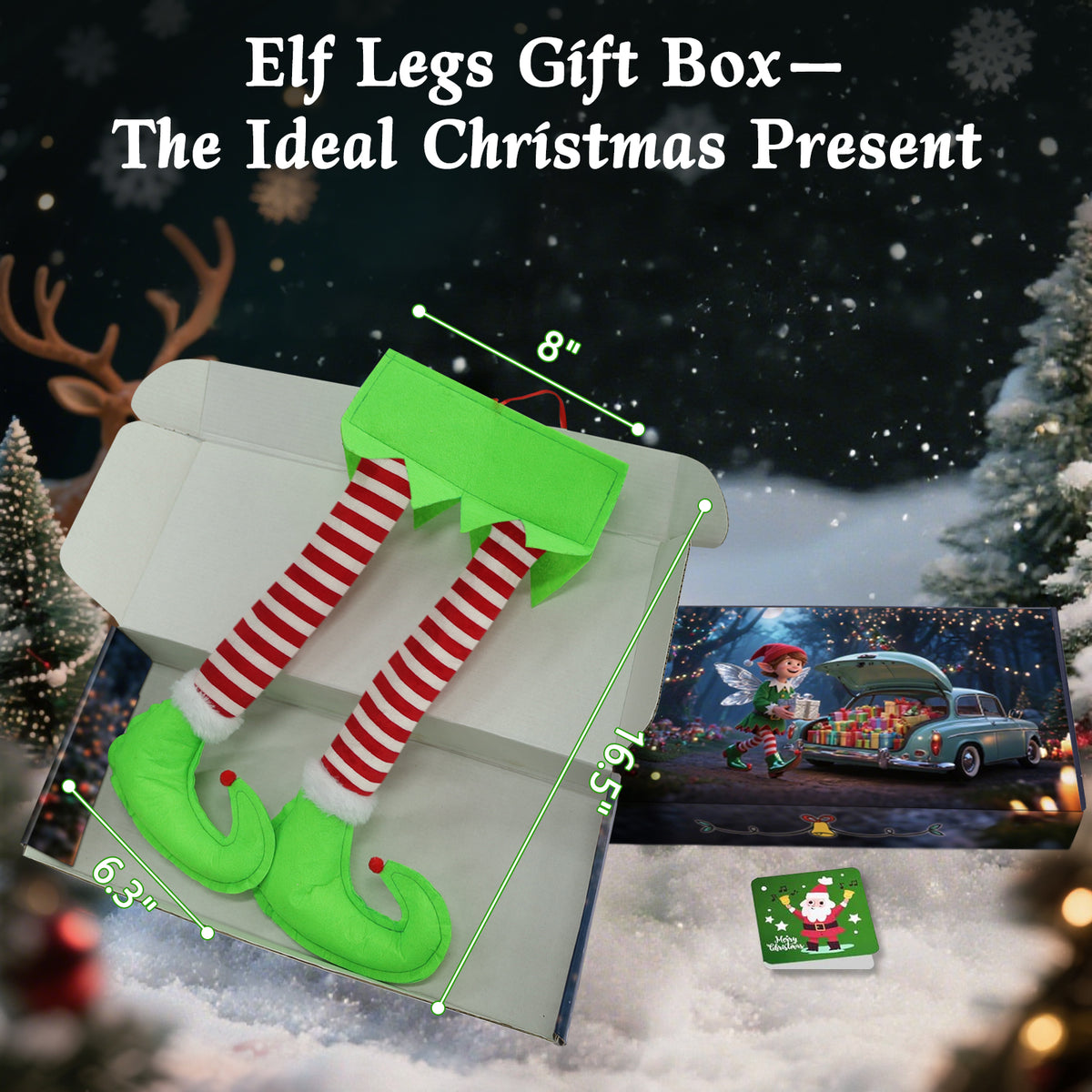 Christmas Elf Legs for Car Trunk with LED Lights — Flashing Striped Elf Leg Decoration