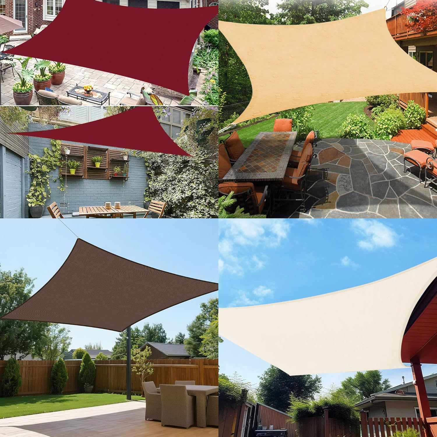 Waterproof Shade Sail, Polyester Sun Shade Sail  | 95% UV Block, Patio Sun Cover, Water Resistant Rain Shelter, Backyard Sunshade Awning Canopy for Outdoor Garden Yard Deck