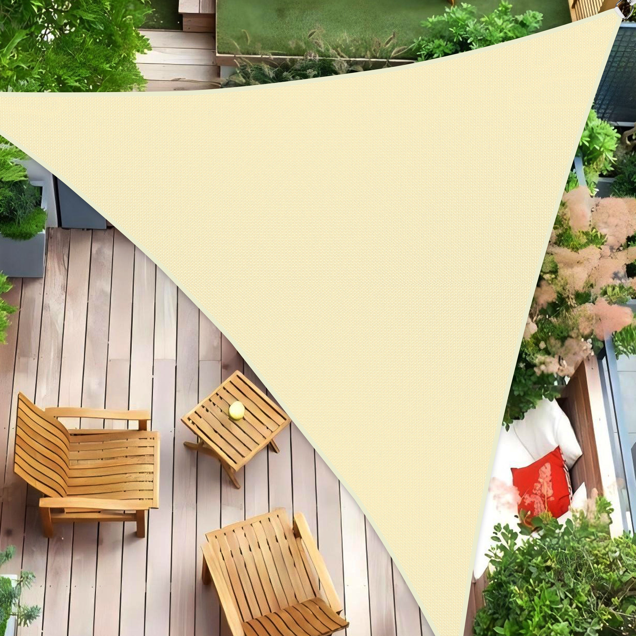 16' x 16' x 16' Triangle Waterproof Sun Shade Sail, Sail Shades Canopy Cloth Shelter Cover, 95% UV Blockage & Water Resistant, Sunshade Awning Canopies Outdoor for Patio Garden Backyard Deck -Cream