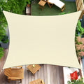 12' x 16' Rectangle Waterproof Sun Shade Sail, Sail Shades Canopy Cloth Shelter Cover, 95% UV Blockage & Water Resistant, Sunshade Awning Canopies Outdoor for Patio Garden Backyard Deck -Cream