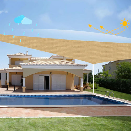 12' x 12' x 12' Triangle Waterproof Sun Shade Sail, Sail Shades Canopy Cloth Shelter Cover, 95% UV Blockage & Water Resistant, Sunshade Awning Canopies Outdoor for Patio Garden Backyard Deck -Sand