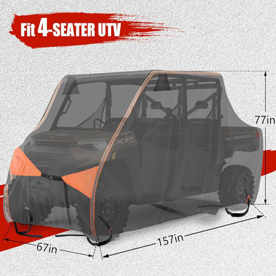 IC ICLOVER UTV Cover, 2-3 Seater or 4-6 Seater 600D Heavy Duty Waterproof Side By Side Cover, Outdoor Two Seater UTV Covers Compatible with Polaris RZR Ranger Can-Am Defender Kawasaki Honda Pioneer CFMOTO UFORCE