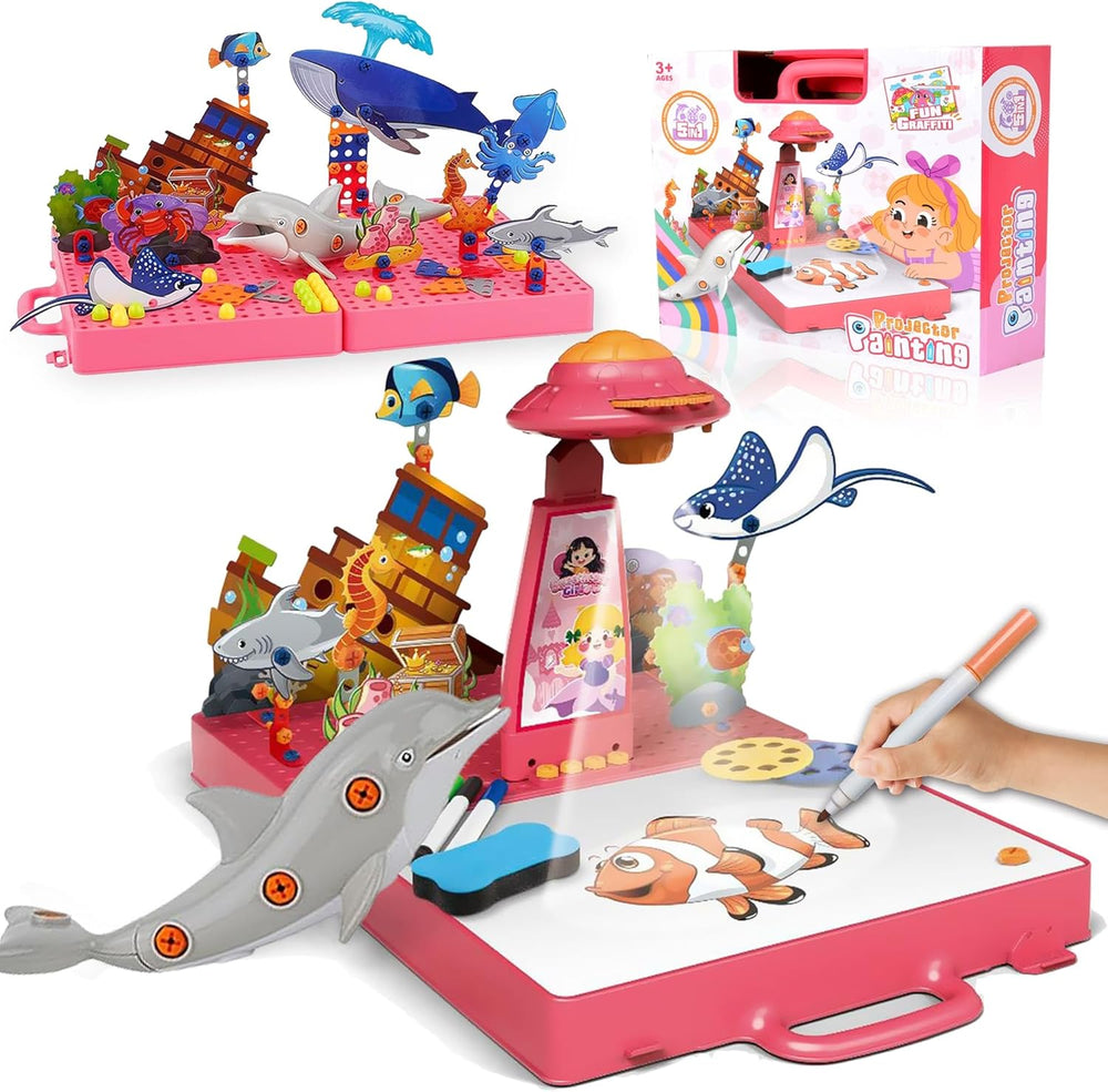 IC ICLOVER Drawing Projector for Kids, Art Sketcher Projector with 48 Patterns & Graffiti Boards & Pen, Drawing and Tracing Smart Projector Toys, Children Learn to Sketch and Draw, Birthdays Christmas Boys Girls Gifts