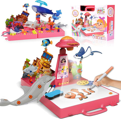 IC ICLOVER Drawing Projector for Kids, Art Sketcher Projector with 48 Patterns & Graffiti Boards & Pen, Drawing and Tracing Smart Projector Toys, Children Learn to Sketch and Draw, Birthdays Christmas Boys Girls Gifts