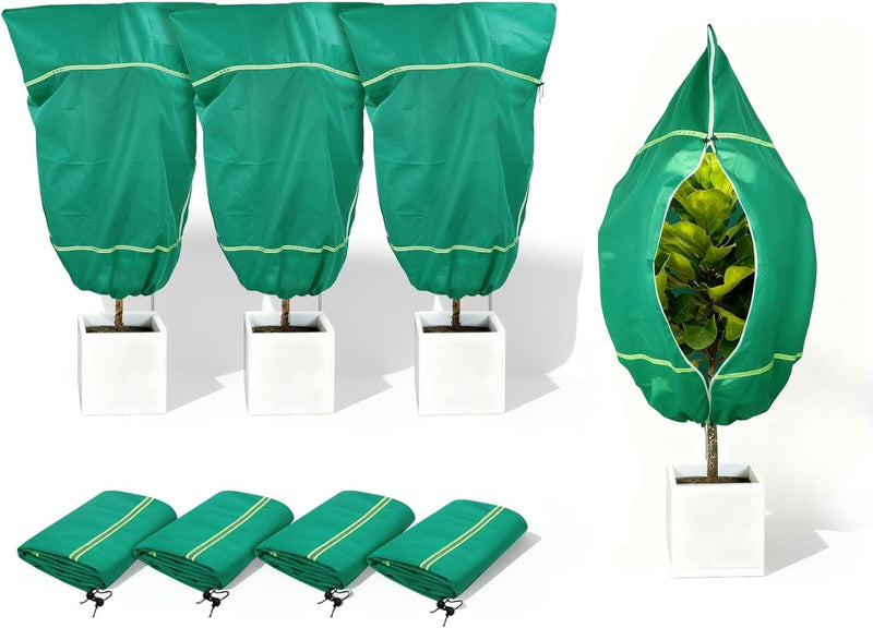 Plant Covers Freeze Protection for Winter, Frost Blankets for Outdoor Plants with Zipper Drawstring, Plant Freeze Protection Tree Cover Bags Cloth for Shrub Bush Fruit Potted