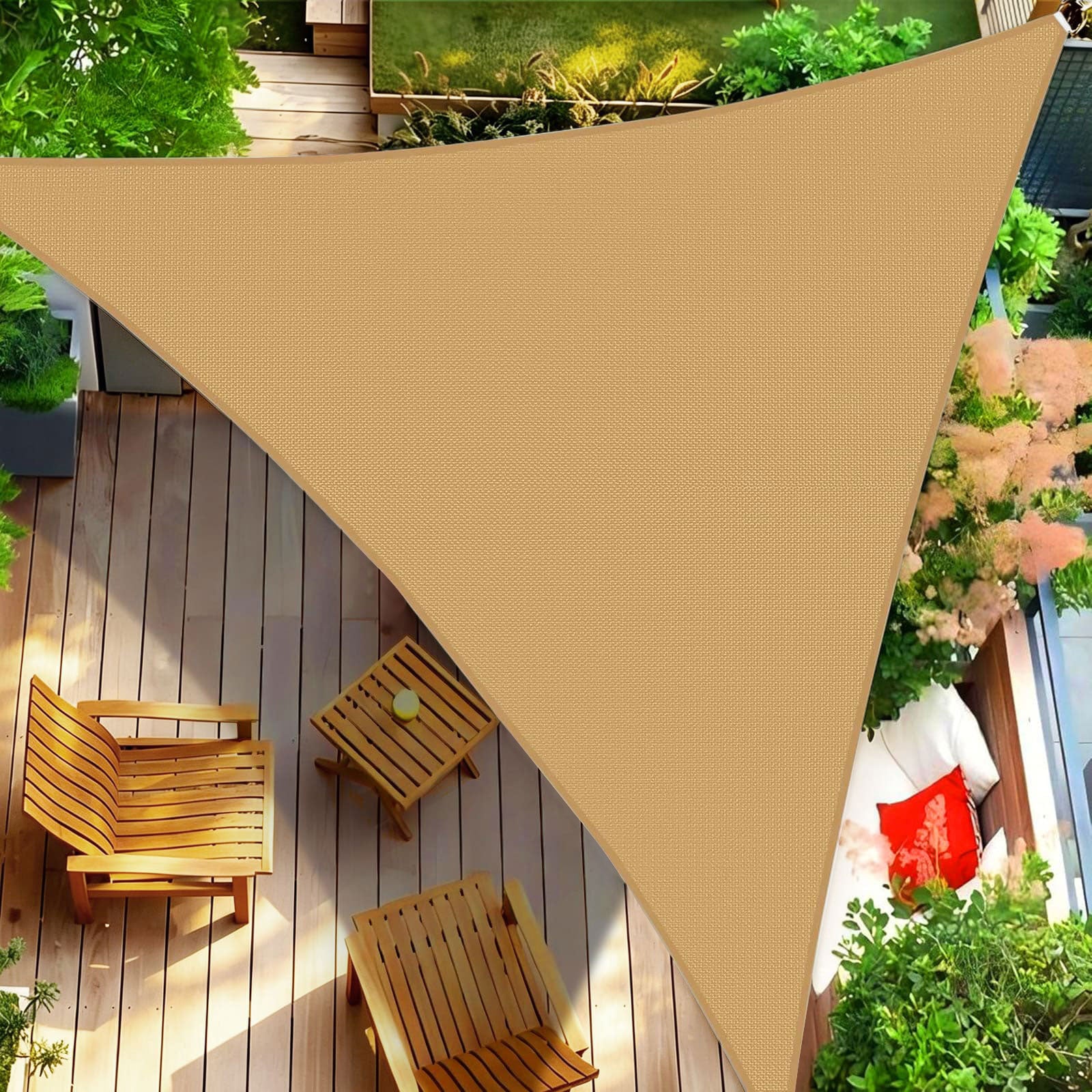 Waterproof Shade Sail, Polyester Sun Shade Sail  | 95% UV Block, Patio Sun Cover, Water Resistant Rain Shelter, Backyard Sunshade Awning Canopy for Outdoor Garden Yard Deck