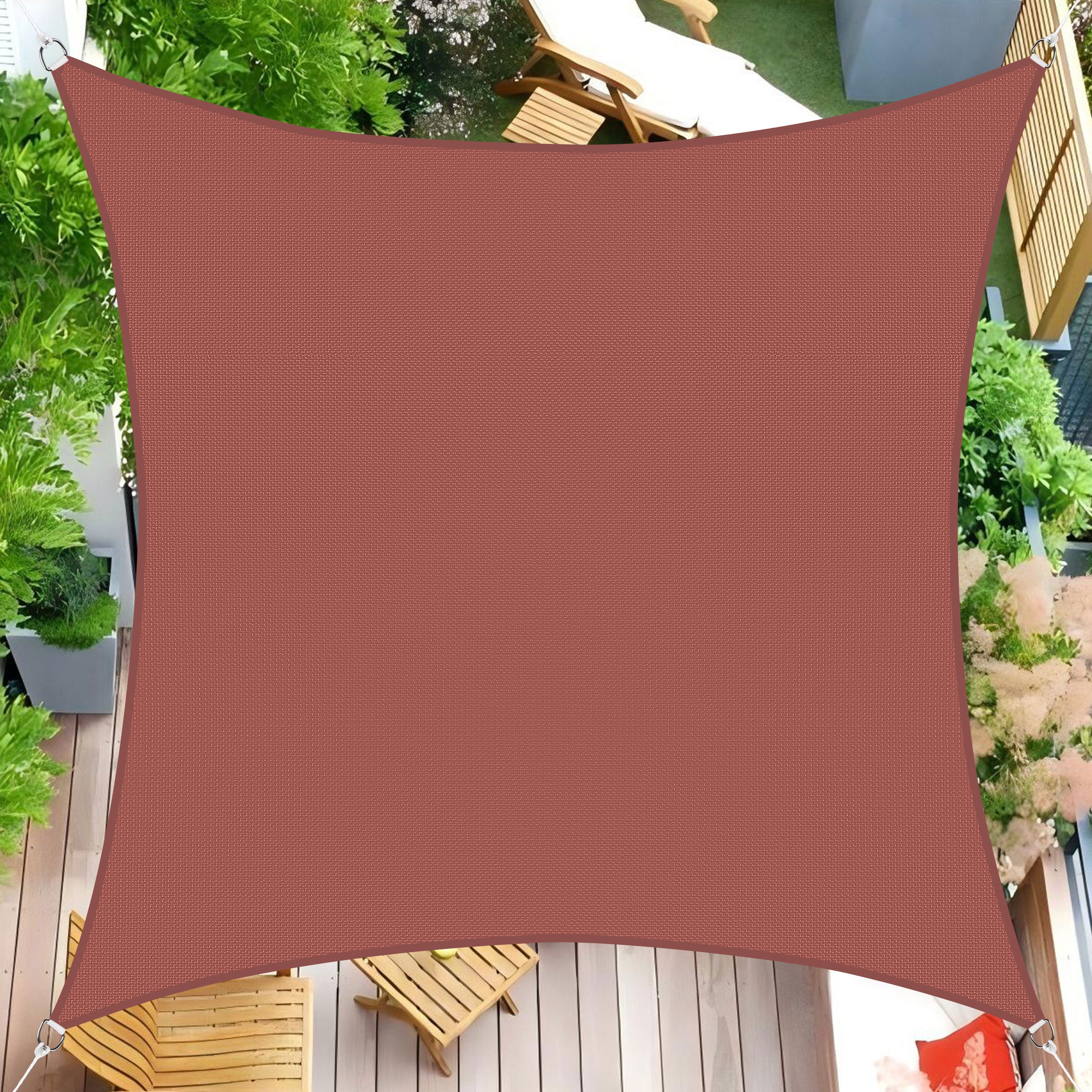 12' x 12' Square Waterproof Sun Shade Sail, Sail Shades Canopy Cloth Shelter Cover, 95% UV Blockage & Water Resistant, Sunshade Awning Canopies Outdoor for Patio Garden Backyard Deck -Rust Red