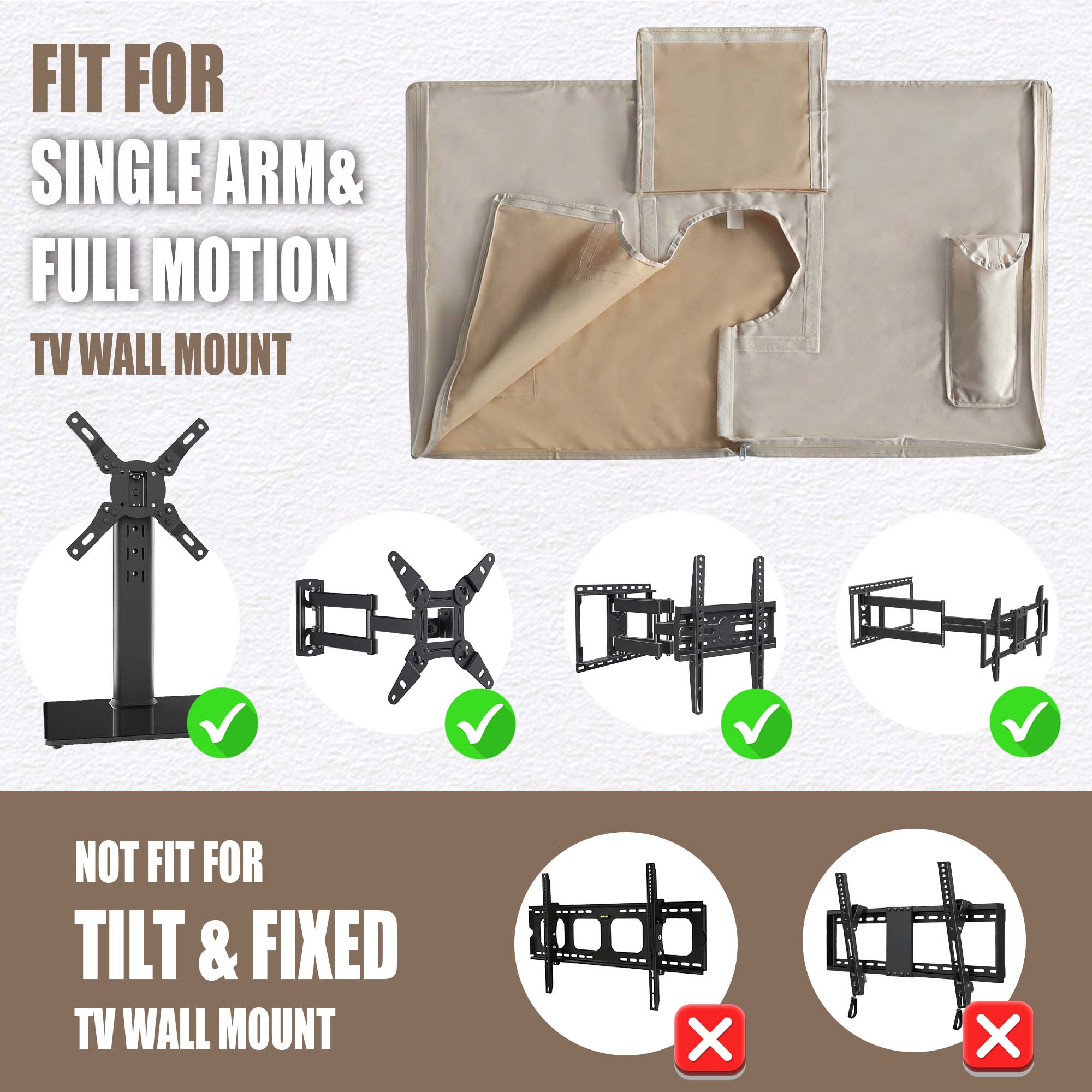 TV Cover for Amazon Fire TV - Weatherproof TV Screen Protector Remote Control Pocket